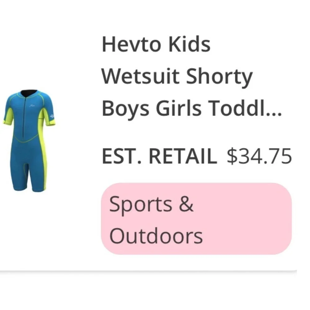 Hevto Kids Wetsuit Shorty Blue Lime Green 2mm Neoprene Front Zip Size 12 Youth
